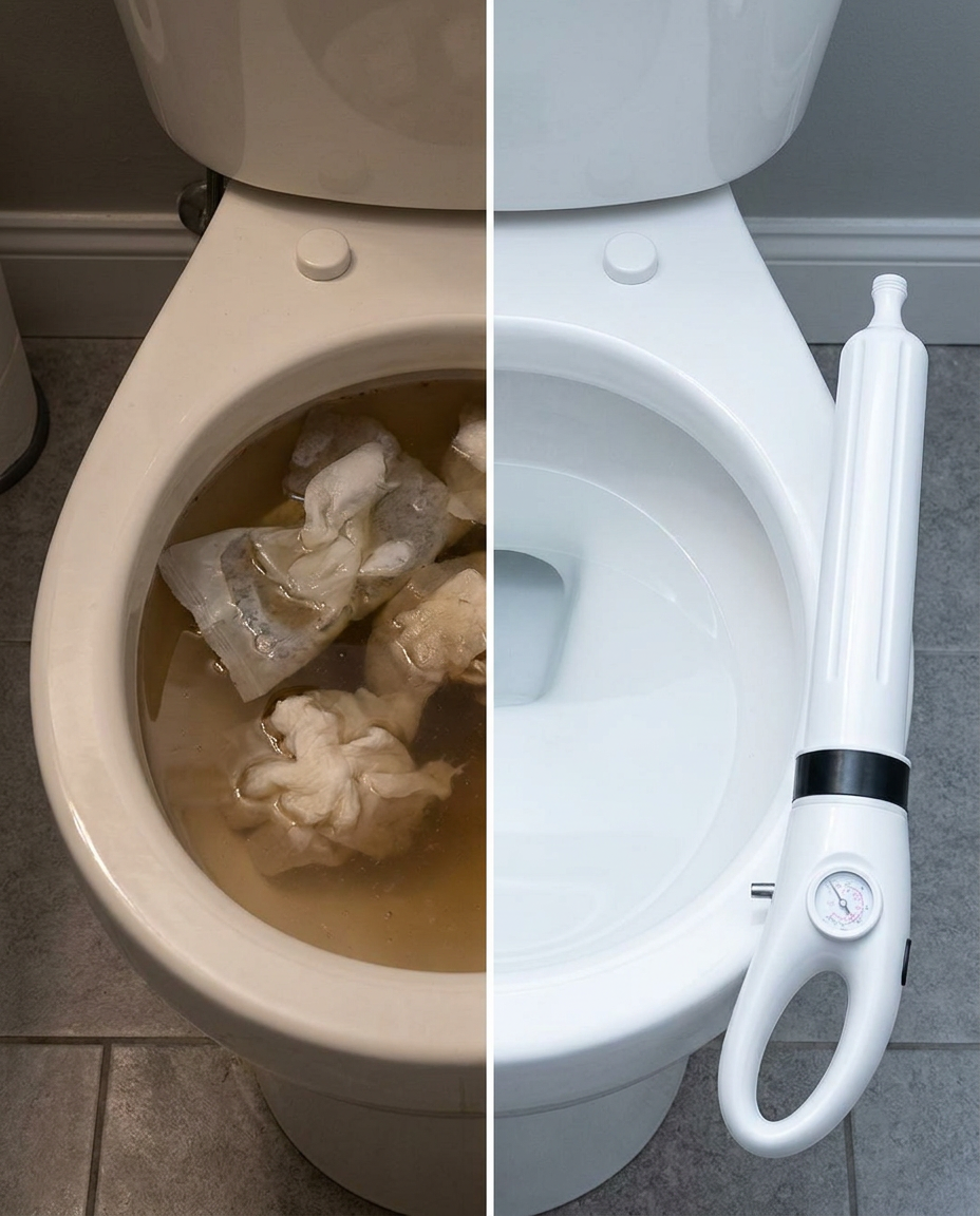 Antes y después: sanitario tapado y sanitario destapado