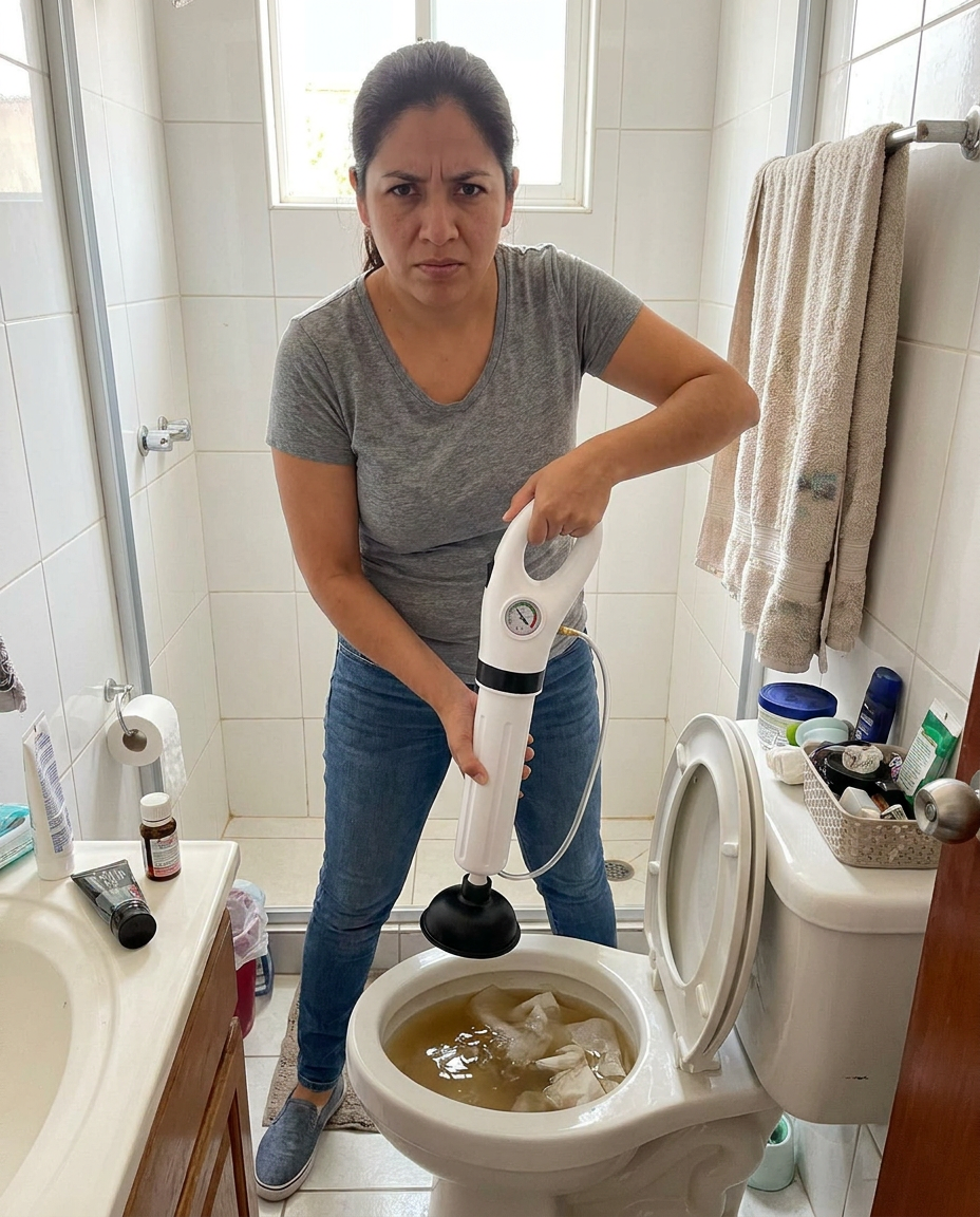 Destapador a presión para sanitario tapado